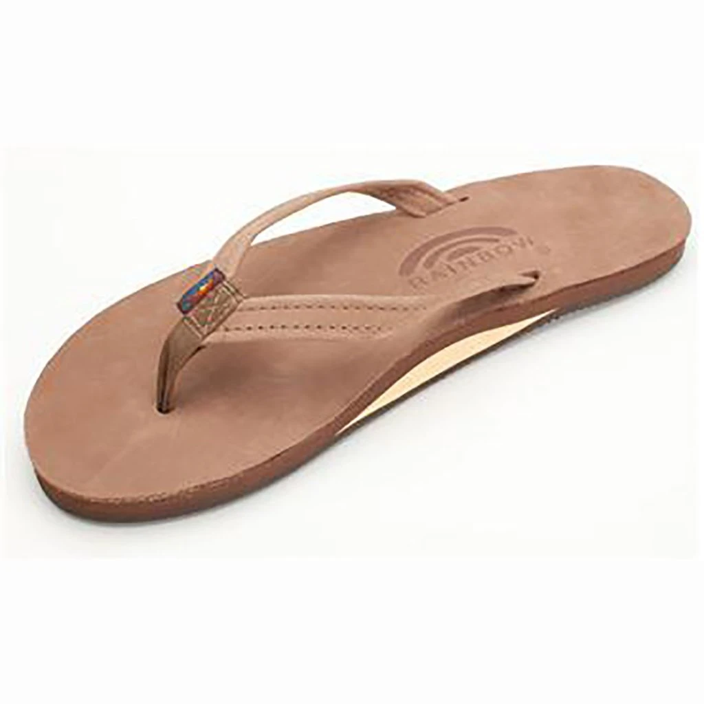 Single Layer Narrow Premium Leather In Dark Brown Sandals
