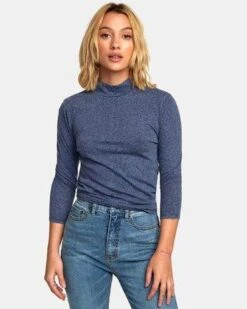 RVCA Jaye Knit Top In Indigo (Ind) Shirt