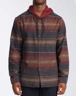 Billabong Baja Flannel Hoody In Asphalt (Alt) Sweatshirt