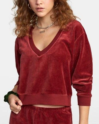 RVCA Day Off Pullover Sweater In Red Sweatshirt