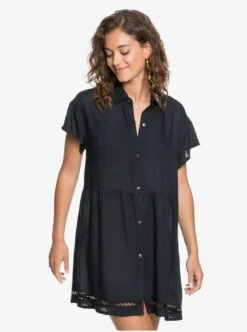 Roxy Beauty Truth Beach Shirt Dress In Anthracite (Kvj0) Dress