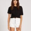 Volcom Vol Stone Elastic Waist In White Shorts