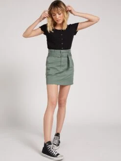 Volcom Frochickie Belted Mini In Green Skirt