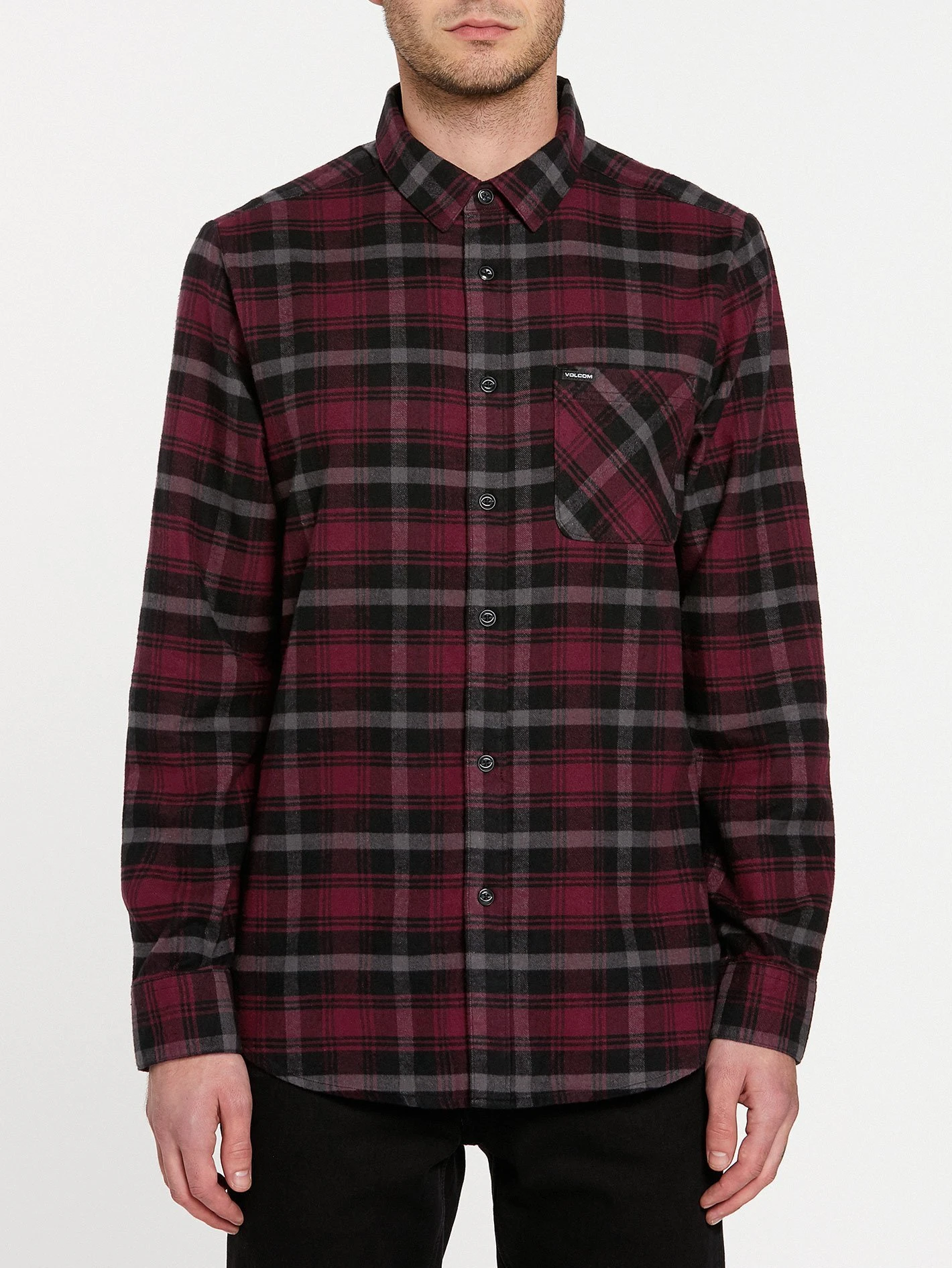 Volcom Caden Plaid Long Sleeve Flannel In Port (Por) Shirt