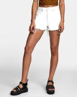 RVCA Georgie High Rise Denim In White Shorts