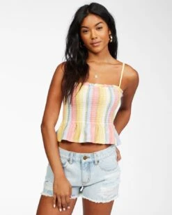 Billabong Keep Your Cool Woven Crop Top In Multi Tank Top