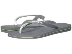 Havaianas Brazil Mix Flip Flops (steel Grey/white/white)